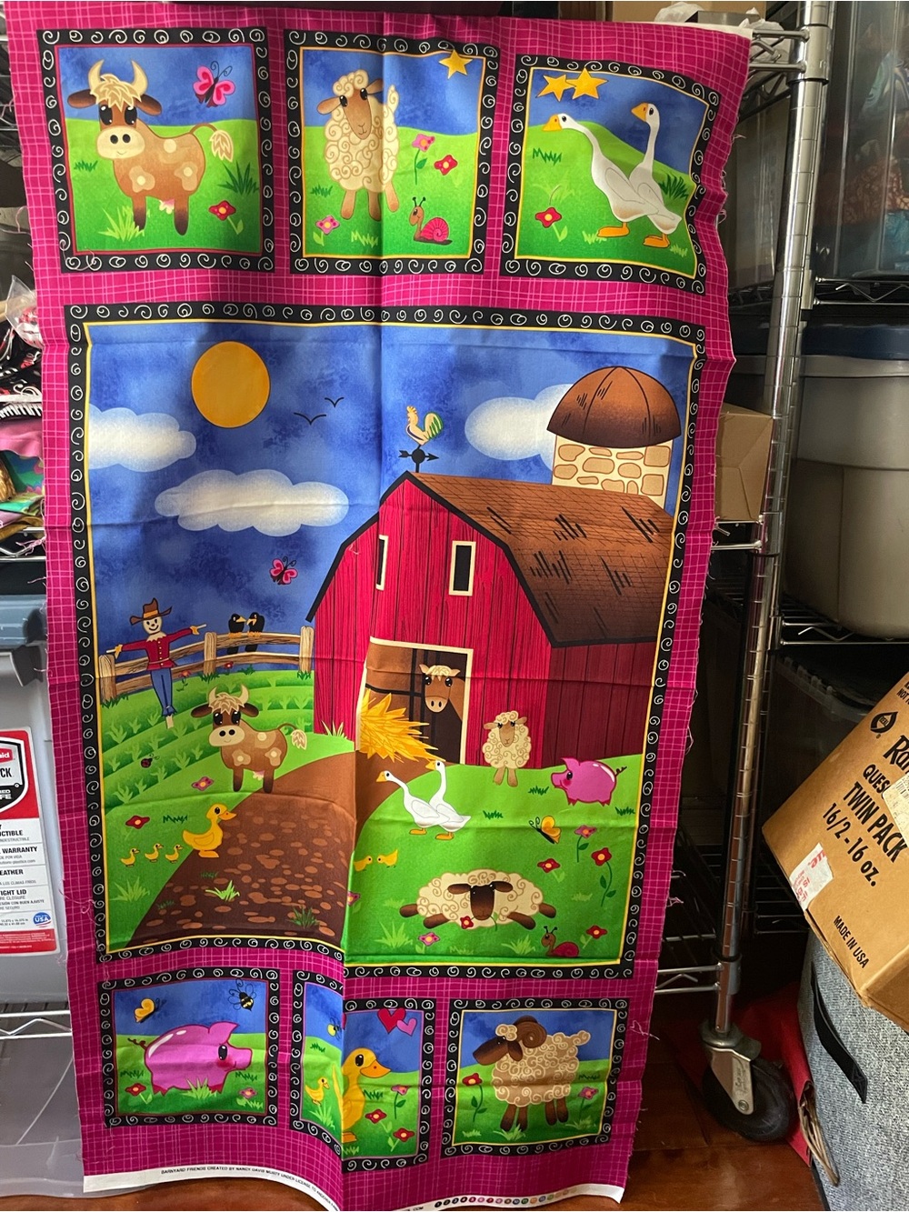 Barnyard Friends cotton panel and yardage